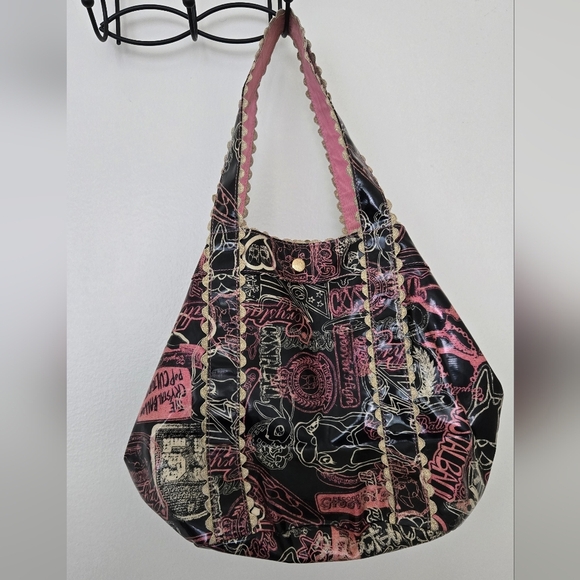 CRYSTAL BALL TOTE BAG PINK BLACK GOLD - Picture 8 of 9